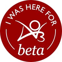 Circular badge with the words 'I was here for beta' with an AO3 logo